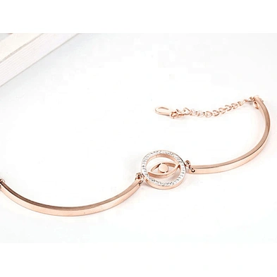 Rose gold 18k plated stainless steel adjustable lucky evil eyes bracelet
