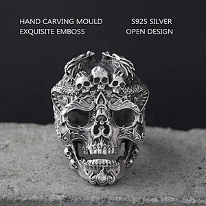 Ded Eye Punk Skull Ring For Man Stainless Snd Silver Also, Skull Head Silver Ring
