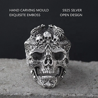 Ded Eye Punk Skull Ring For Man Stainless Snd Silver Also, Skull Head Silver Ring