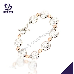 Cheap silver rose chain amber bead bracelet