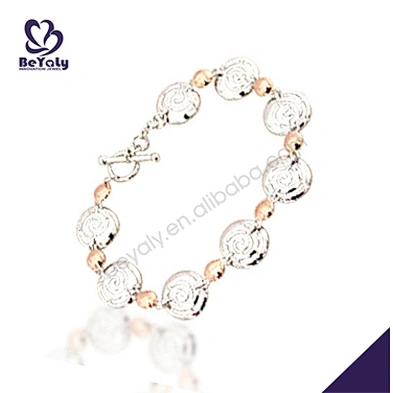 Cheap silver rose chain amber bead bracelet