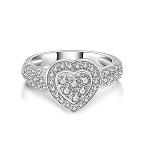 925 Sterling Silver Heart Shaped Zircon Ring Designs For Girls