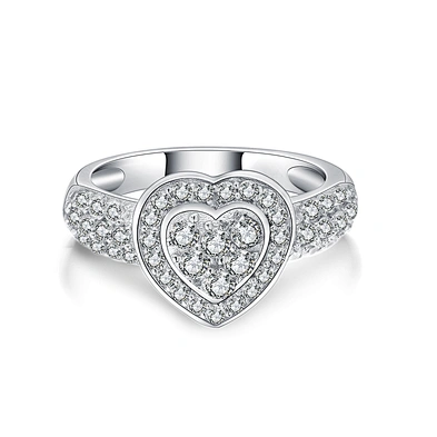 925 Sterling Silver Heart Shaped Zircon Ring Designs For Girls