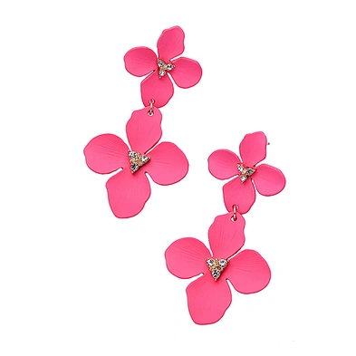 Lovely flower earrings alloy pink resin floral earrings spring style