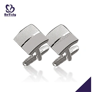 Square shiny silver wholesale four leaf clover cufflinks