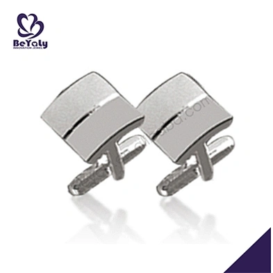 Square shiny silver wholesale four leaf clover cufflinks