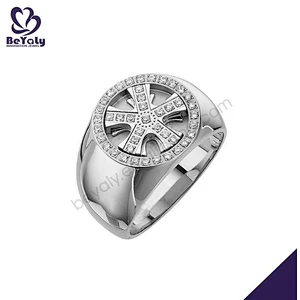 Nautical wheel design wholesale stainless steel biker rings