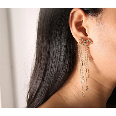 Alloy amethyst charm front back macrame earrings