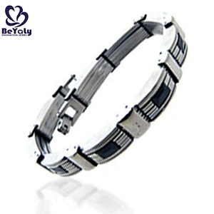 Cheap black leather beyaly jewelry titanium bangle