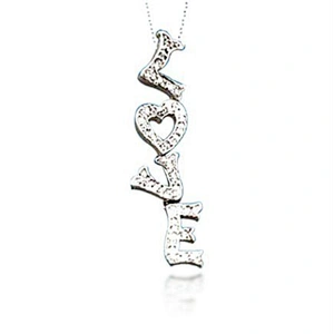 Romantic love design silver crystal girlfriend heart pendant necklace