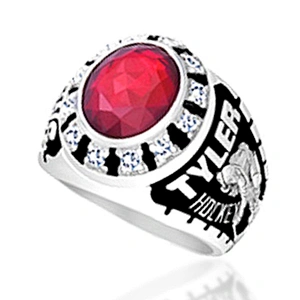 Blue enamel signet youth baseball championship rings