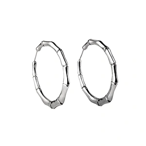 Wholesale self piercing sterling silver jewelry bamboo hoop earring