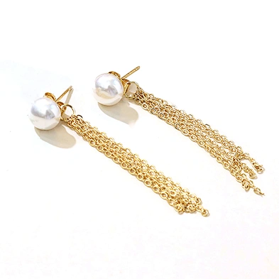 Elegant vintage studs premium pearl multi-tassel earrings two ways to wear silver pin earrings