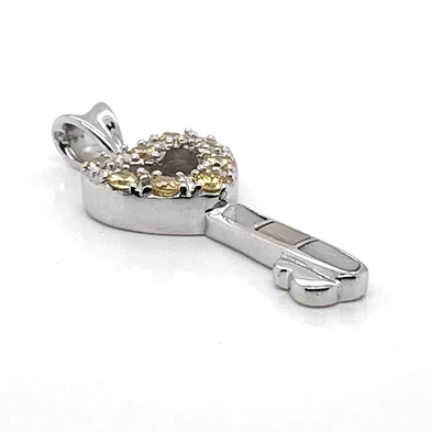 Generous Sterling Silver Gem-Studded Heart White Shell Key Shape Female Pendants