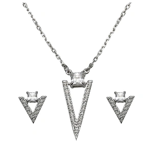 Wholesale triangle design guangzhou jewelry necklace and earring set