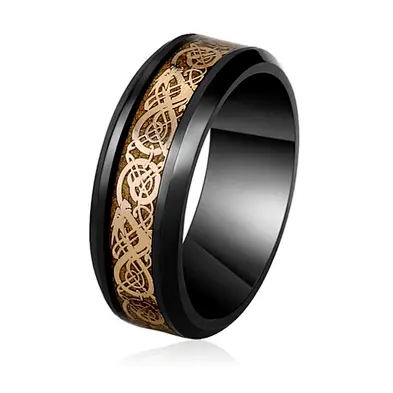 Blue Black Gold Plating Engraved Stainless Steel Jewelry Titanium Ring