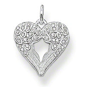 925 silver jewelry fashion cubic stone heart angel wings charm