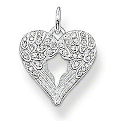 925 silver jewelry fashion cubic stone heart angel wings charm