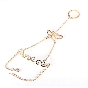 14k gold chain bracelet connected with ring attach