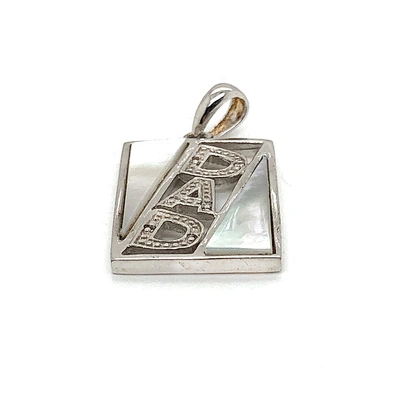 925 Silver White Stone Geometric Design Pendant With Alphabet Letter DNA