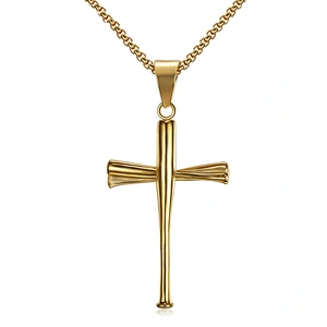 Sports-themed jewelry baseball cross necklace pendant, stainless steel jewelry pendant