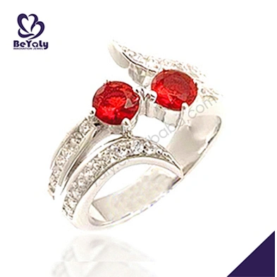 AAA cubic red stone silver jewelry tanzanite white gold ring
