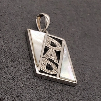 925 Silver White Stone Geometric Design Pendant With Alphabet Letter DNA
