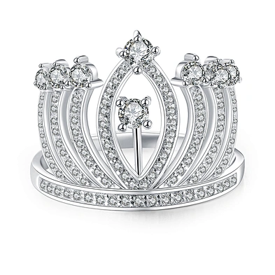 Wholesale custom aaa cz 18k gold plating crown ring