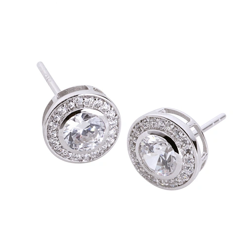 Iced Out Round Circle Stud Earring, Zircon Earring Round Shape Jewelry