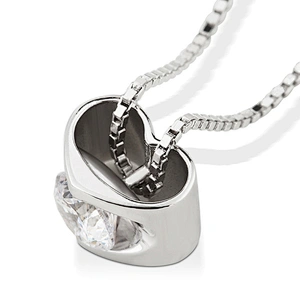 Minimal cube heart design pendant lab made diamond jewelry