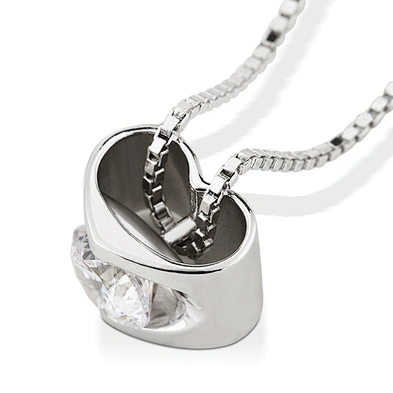 Minimal cube heart design pendant lab made diamond jewelry