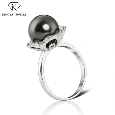 Cultured sterling silver pearl ring setting design for men women