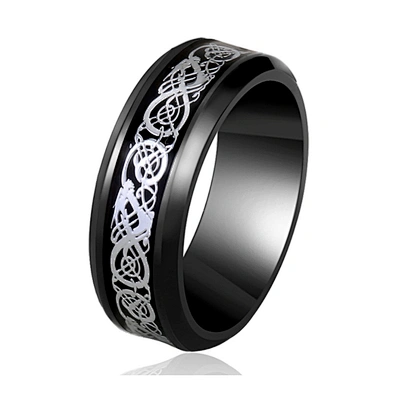 Blue Black Gold Plating Engraved Stainless Steel Jewelry Titanium Ring