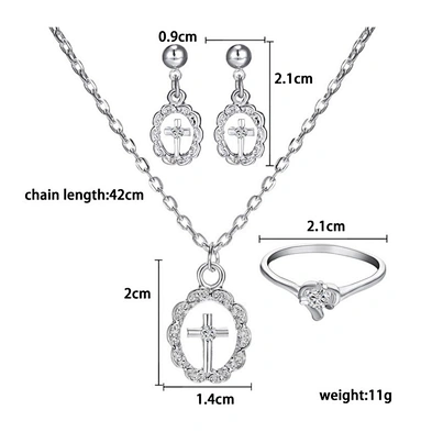 Fine 4 Pieces Big Costume Alloy Stainless Steel Cross Jewelry Set