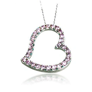 Couple Love Jewelry Necklace Silver Stone Heart Shaped Pendant Charm