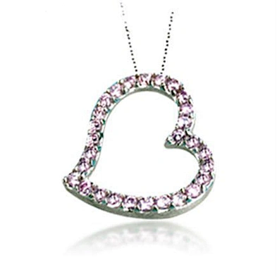 Couple Love Jewelry Necklace Silver Stone Heart Shaped Pendant Charm