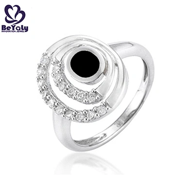 Black ceramic hiphop vintage jewelry silver meditation ring