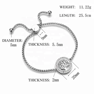 Stainless steel pull adjustable aromatherapy tree of life bracelet
