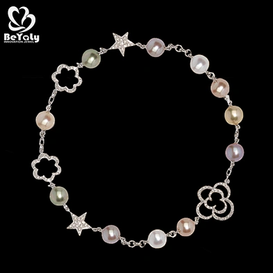 Star and clouds design sterling silver pearl jewelry