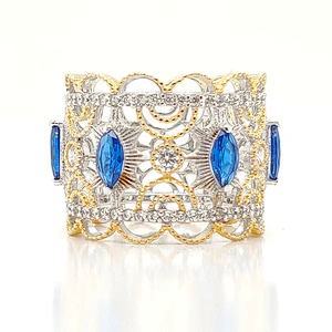 Fine jewelry cubic zircon full pave setting rhodium and gold plated ring