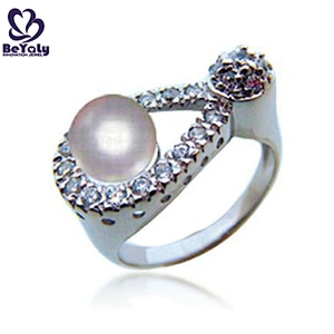 Cheap finger silver latest pearl ring designs for men and women
