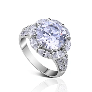 Art deco silver engagement ring with white sapphire