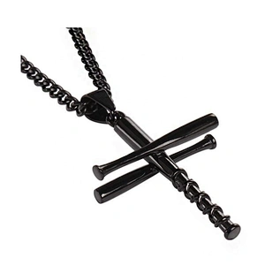 2019 men's charm pendant jewellery baseball bat cross necklace jewelry wholesale