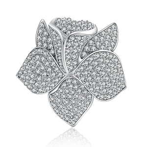 Gorgeous micro pave setting cz silver costume flower rings