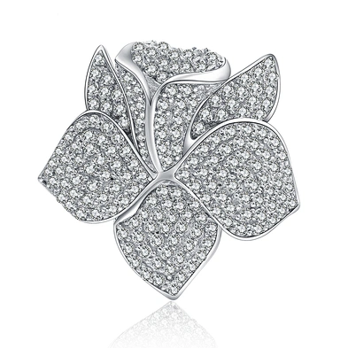 Gorgeous micro pave setting cz silver costume flower rings