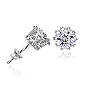 AAA cz crown shape dubai gold stud earrings
