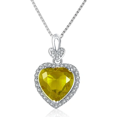 925 Silver Heart Shape Crystal Gemstone Loose Pink Sapphire Pendant
