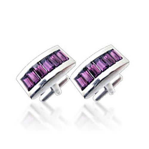 Purple crystal stone brass fashion bijoux golf cufflinks