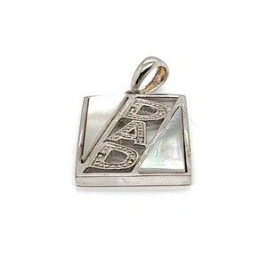 925 Silver White Stone Geometric Design Pendant With Alphabet Letter DNA