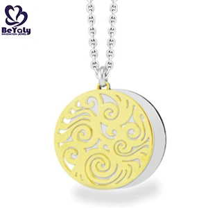 Eco-friendly carved round stainless steel tribal pendant necklaces